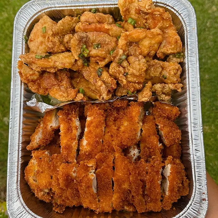 Tray of katsu and fried chicken